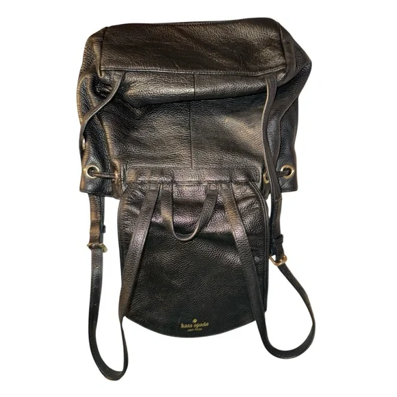 Kate Spade Black Pebbled Soft Leather Backpack Mulberry Street Breezy Small Bag - Picture 14 of 14